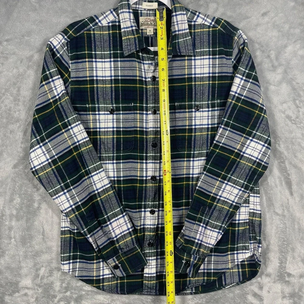 J Crew Mid Weight Flannel Shirt Men Size Medium Plaid‎ Regenerative Cotton